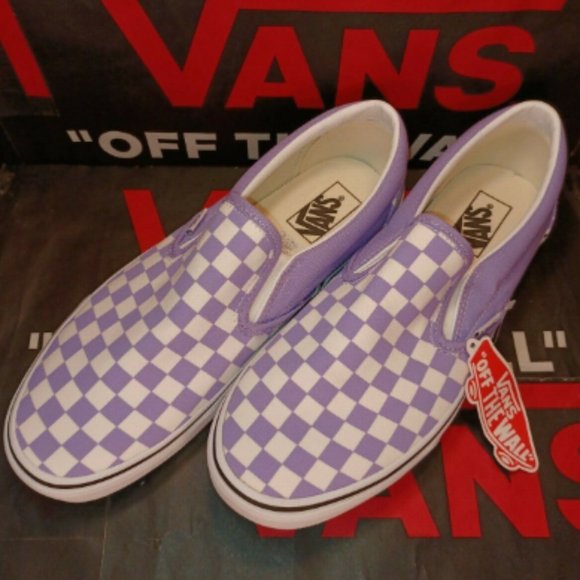 Vans Purple and White Slip-On Loafers - Picture 4 of 13